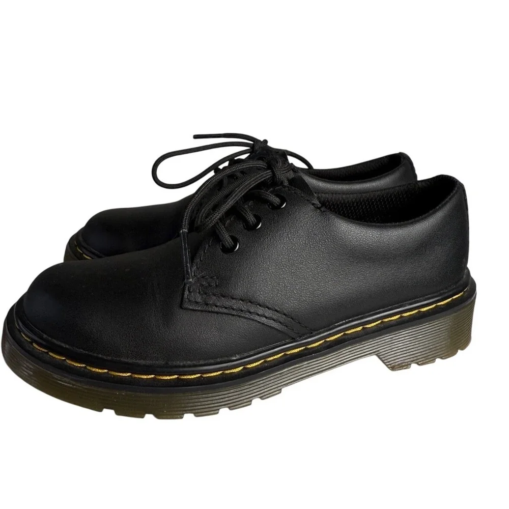 Dr. Doc Martens Kids Junior Boys Black‎ Leather Oxford Lace Up Shoes Size 13